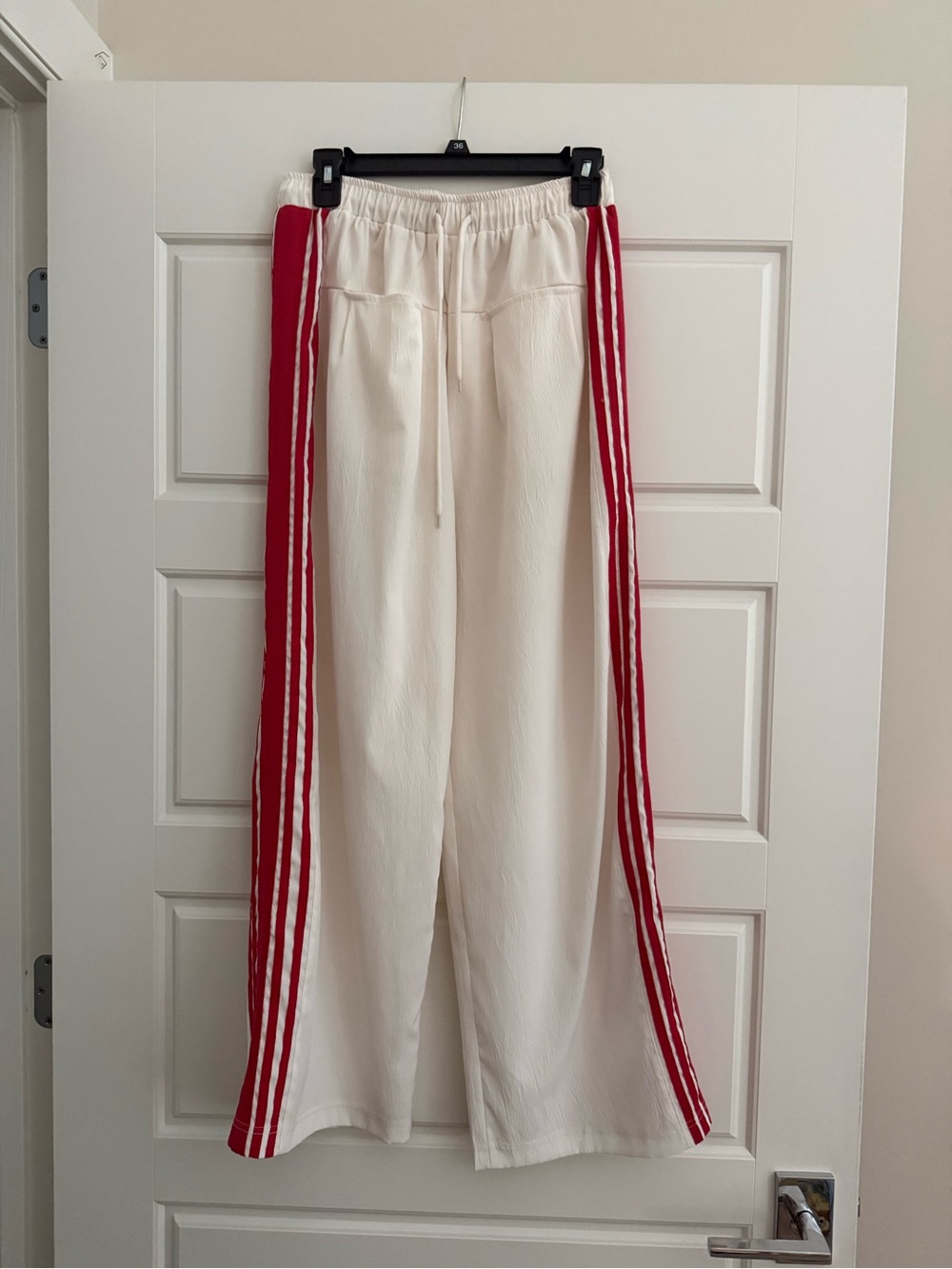 White Pants with Red Side Stripes